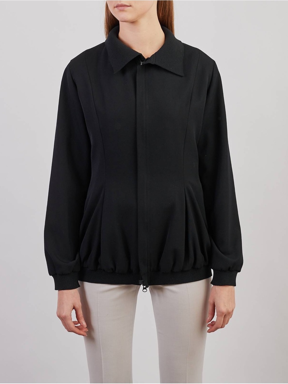 Yohji Yamamoto Black Zip-Up Bomber Jacket